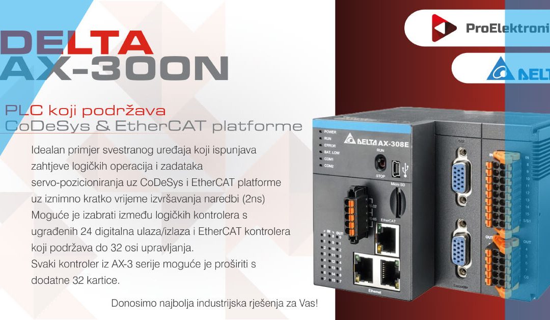 Delta AX-300N – PLC, ki podpira CoDeSys in EtherCAT